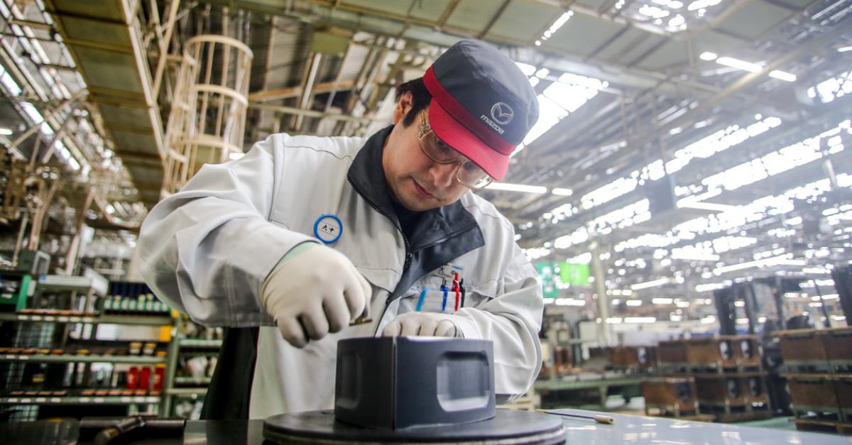 Norifumi Ohnaka has been working on the 13B rotary engine at this plant for 35 years.