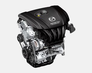 Mazda's highly efficient new-generation direct injection gasoline engine achieves the world's highest compression ratio (14.0:1) and delivers 15 percent better fuel economy and 15 percent more torque in the low- to mid-range *