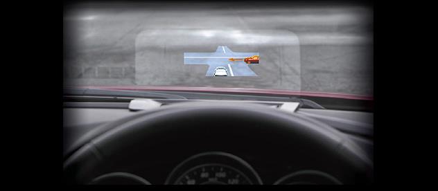 運転操作を阻害せずに、ドライバーを取り巻く、見えてない部分を含めた危険対象の360°認知（空間認知）ができる直感的なHMI（Human Machine Interface）で表示します。